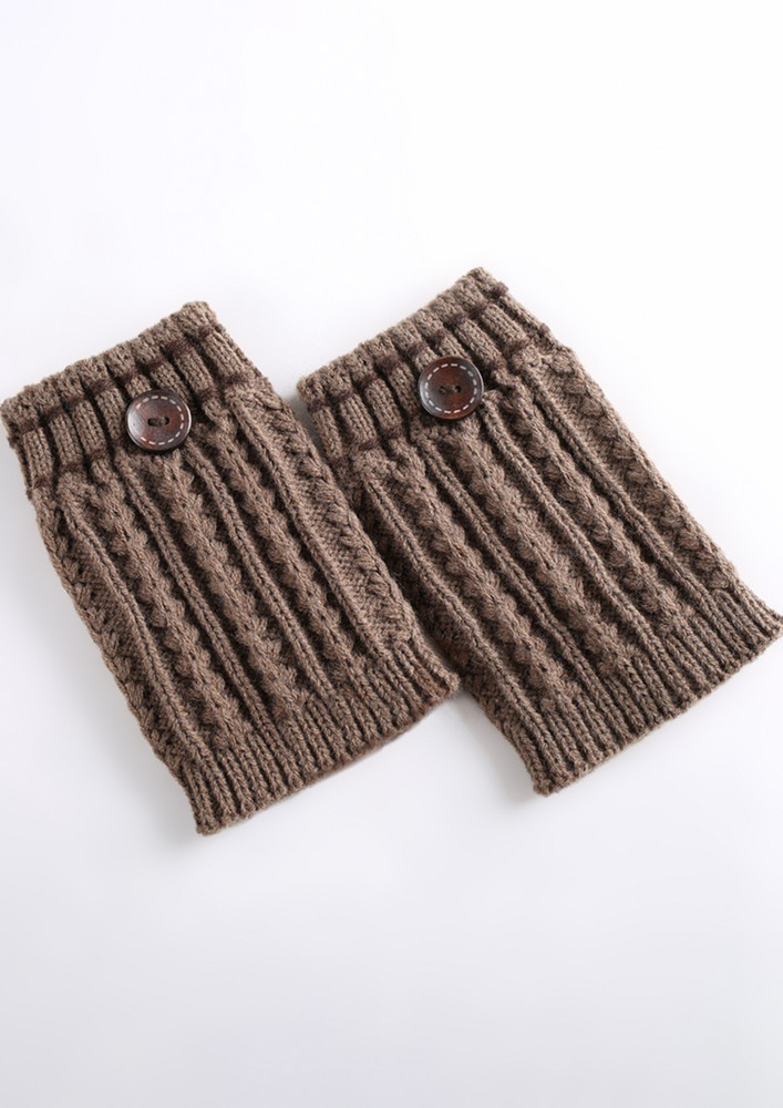 Contrast Stitch Brown Knit Boot Cuffs