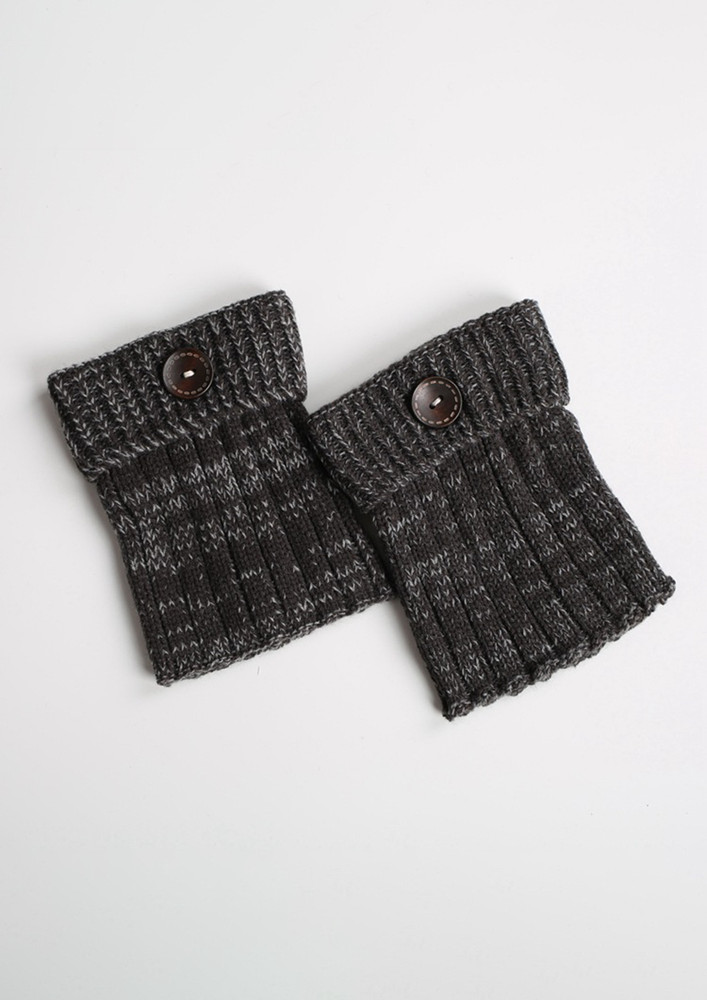 Mixed Colour Grey Draw Button Boot Cuffs