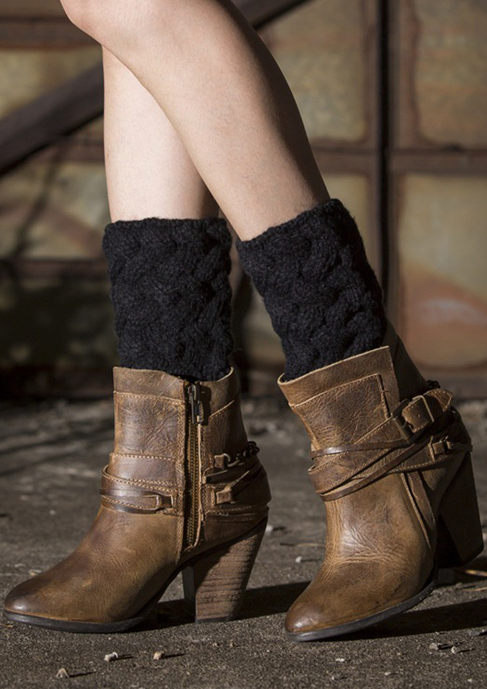 Comfy Black Acrylic Knitted Boot Cuffs