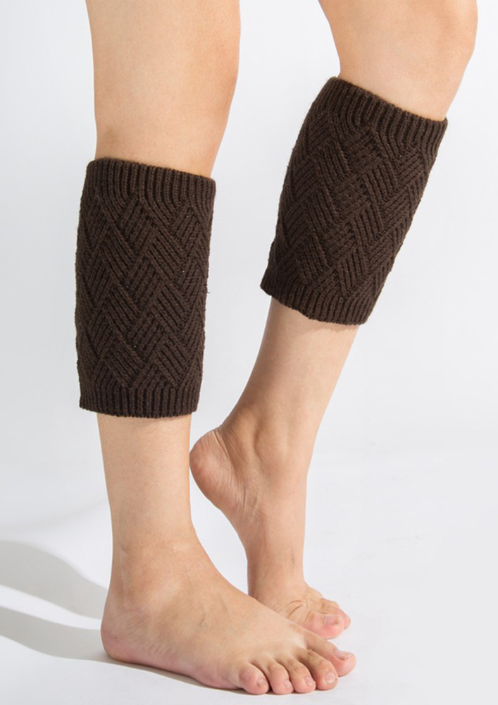 Deep Brown Geometric-texture Short Boot Cuffs