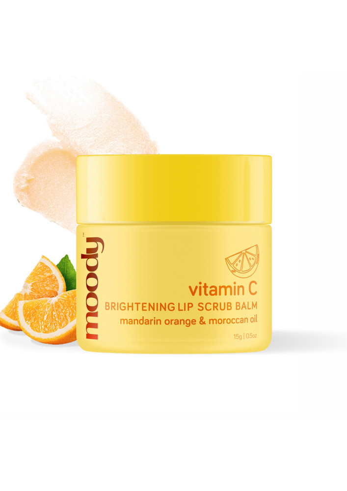 Moody Vitamin C Brightening Lip Scrub Balm, Mandarin Orange & Moroccan Oil