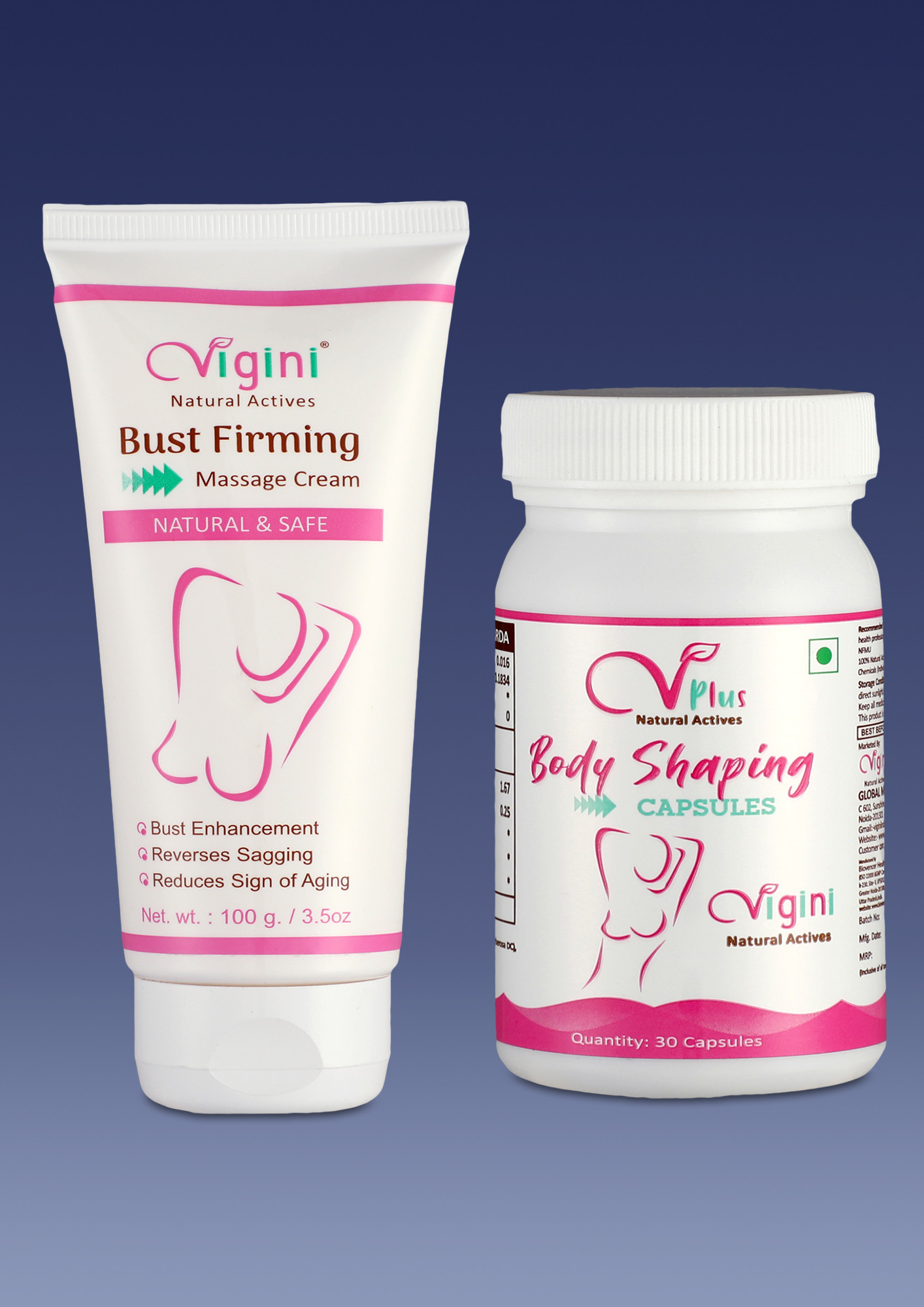 Buy Vigini Bust Body Breast Enlargement Enhancement Tightening Oil Cream  boobs Capsule Medicine Tablets for Women Online in India