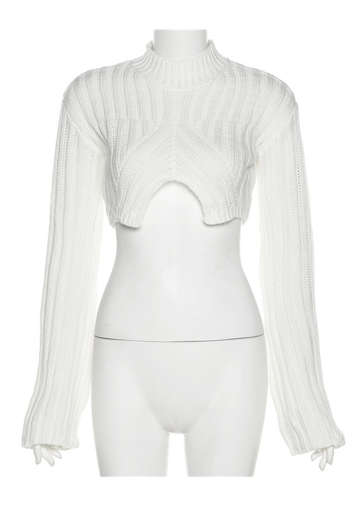 HER LOSS WHITE CROP KNIT JUMPER
