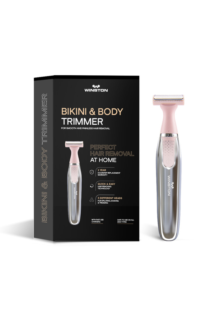 Winston Electric Cordless 3 In 1 Body Bikini Eyebrow Trimmer Shaver Rechargeable Battery Operated Painless Portable Women Hair Removal Machine (42w Pink Silver)