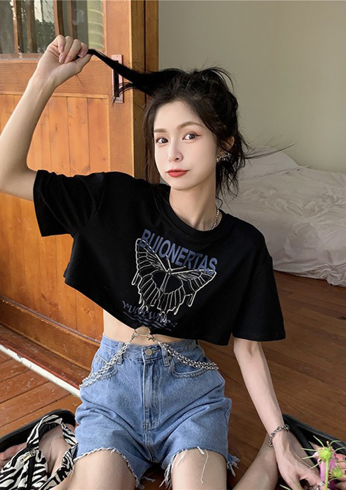 Binded By Chains Black Crop Top