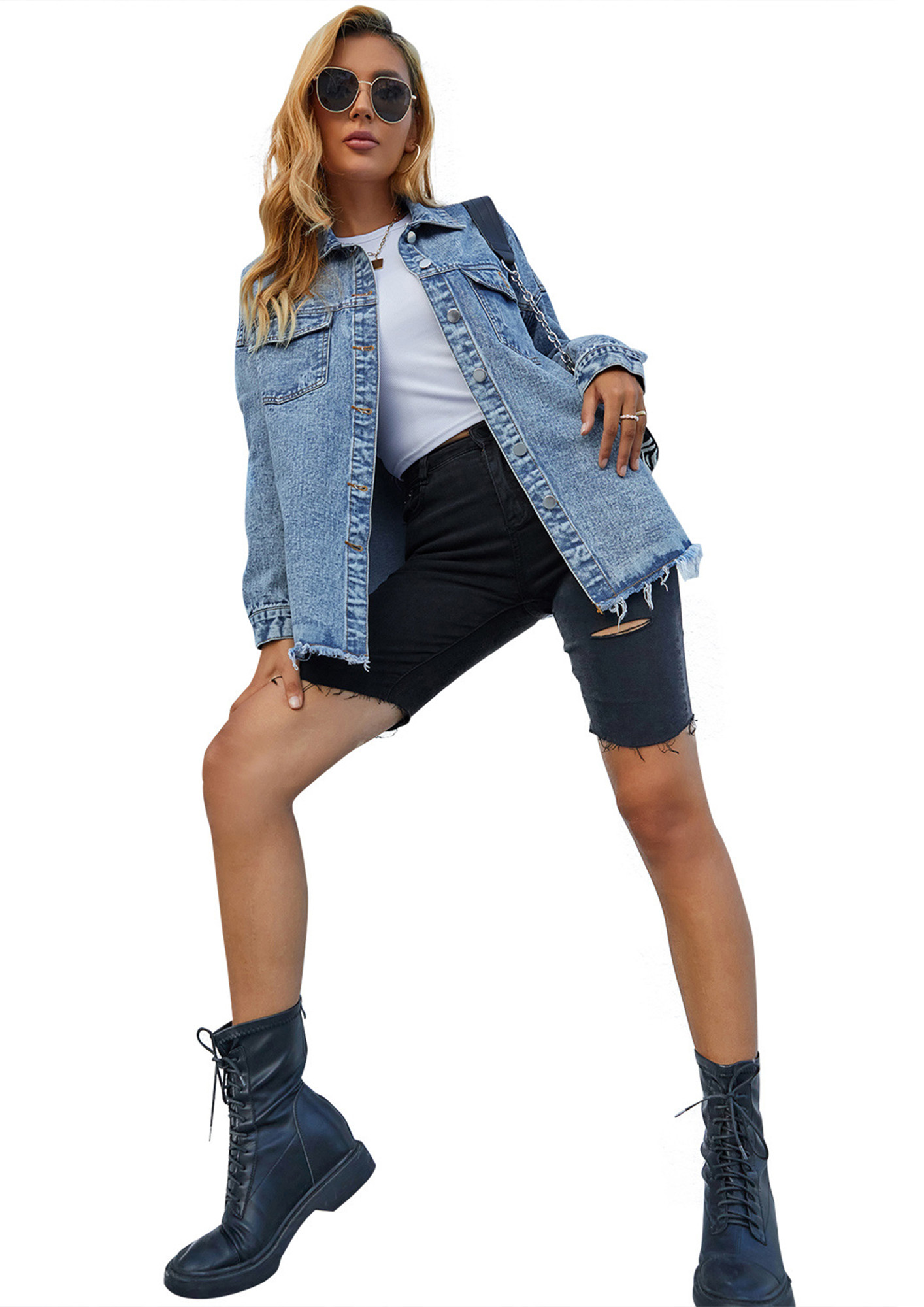 Buy IN SHAPES OF YOU BLACK DENIM JACKET for Women Online in India
