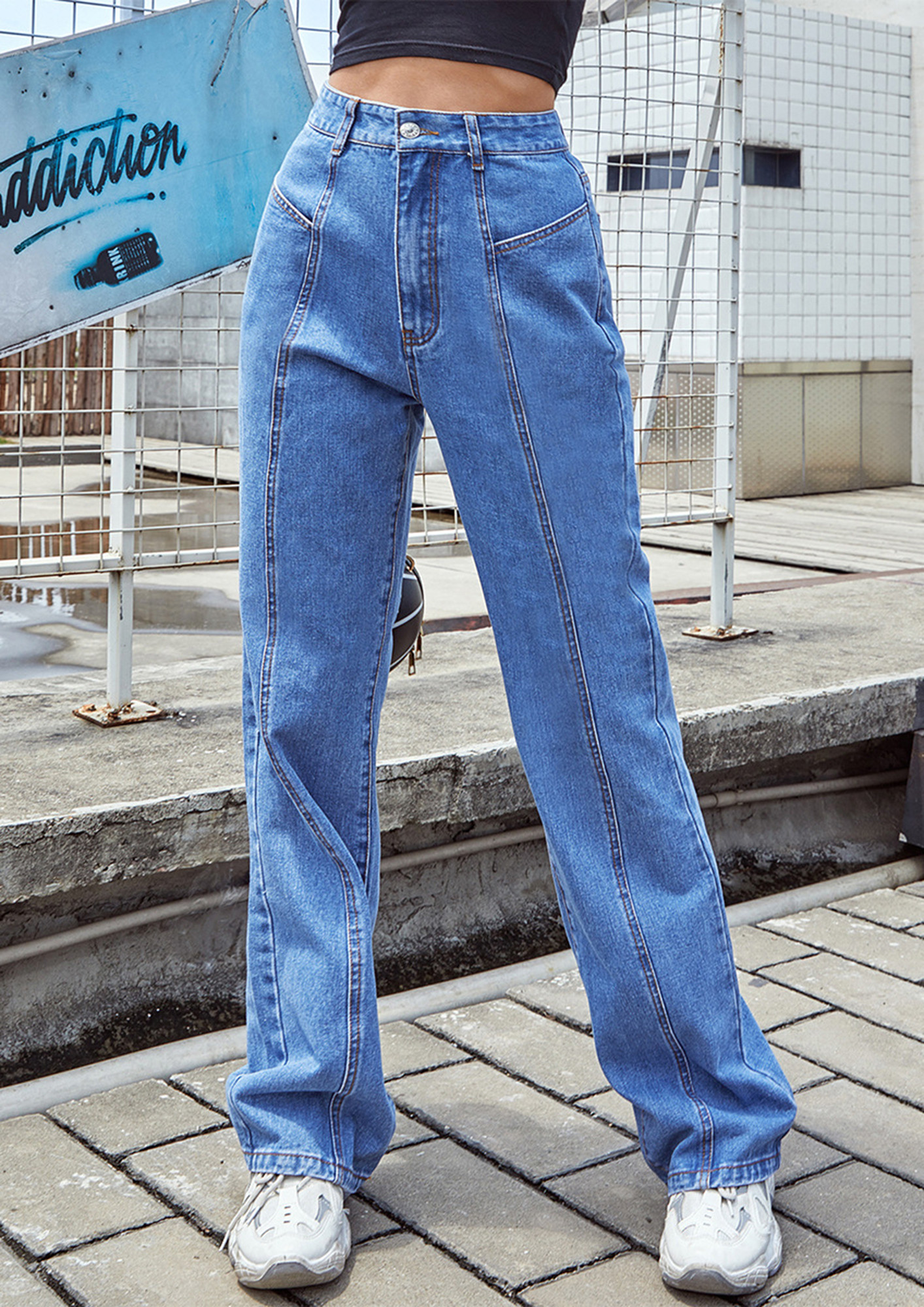 Buy BLUE 90'S SWEETHEART STRAIGHT JEANS for Women Online in India
