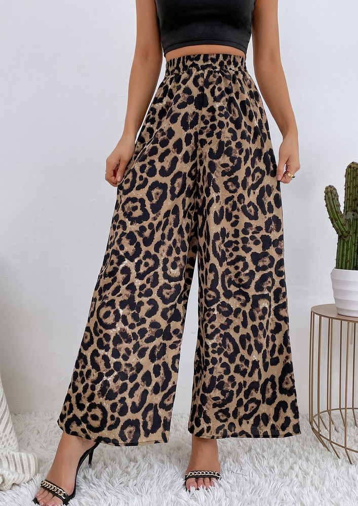 Walking Confidently Leopard Palazzos