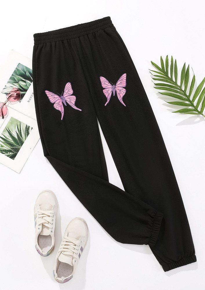 Butterflies In My Solid Black Jogger