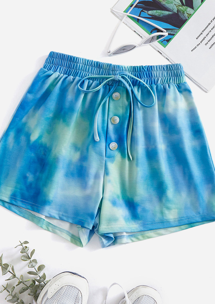 Tie And Dye Blue Casual Shorts
