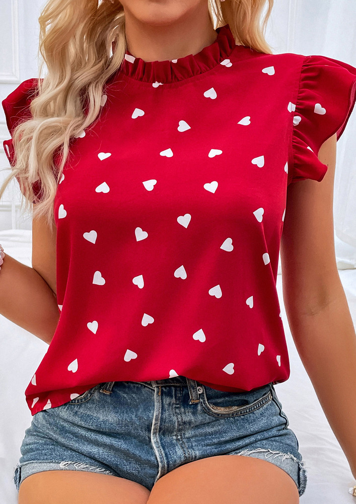 Red Hearts Frilly Blouse