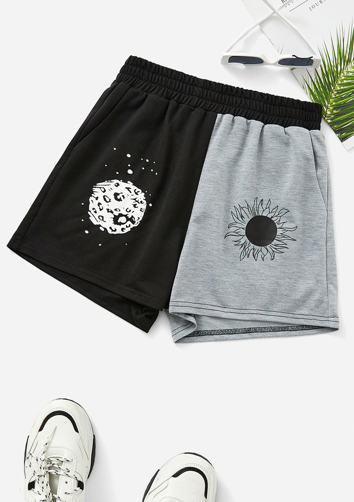 Yin Yang Black And Grey Shorts