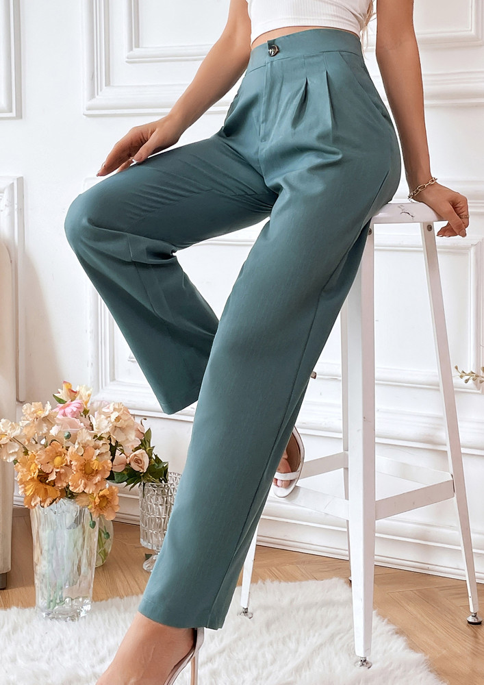 Teal Tales Straight Trousers
