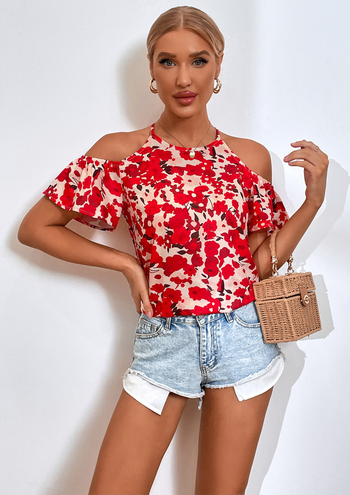 Marley Floral Print Red Blouse