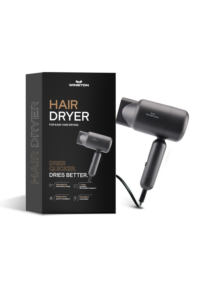 Winston Hair Dryer Hot & Cool Air Modes Multiple Speed Gears Foldable Design Professional Hair Styler (1200 Watt Grey)