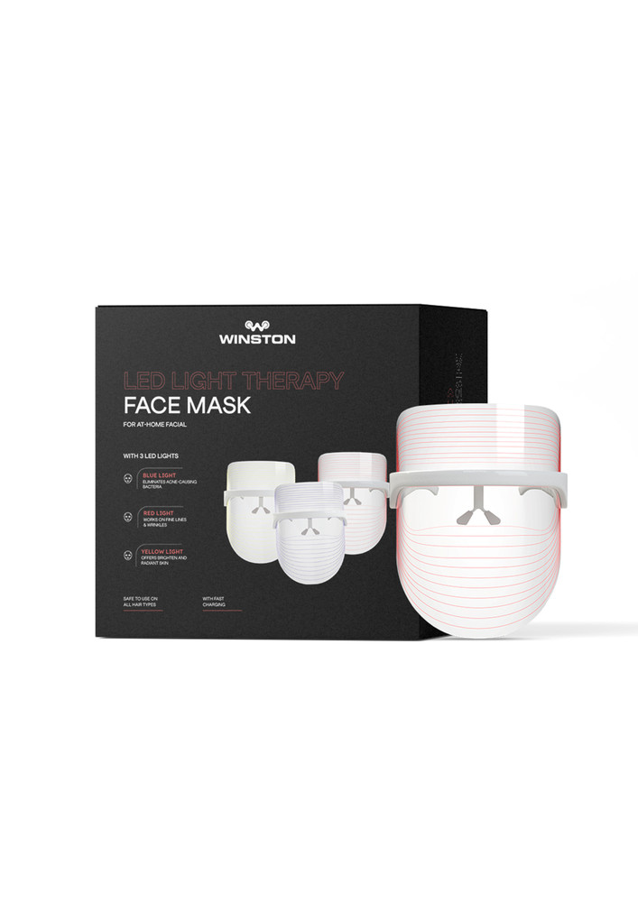 Winston 3 In 1 Led Light Therapy Face Mask Glowing & Clear Skin Anti Acne Anti Ageing Red, Blue & Yellow Facial At Home Beauty Tool For All Skin Types(unisex)