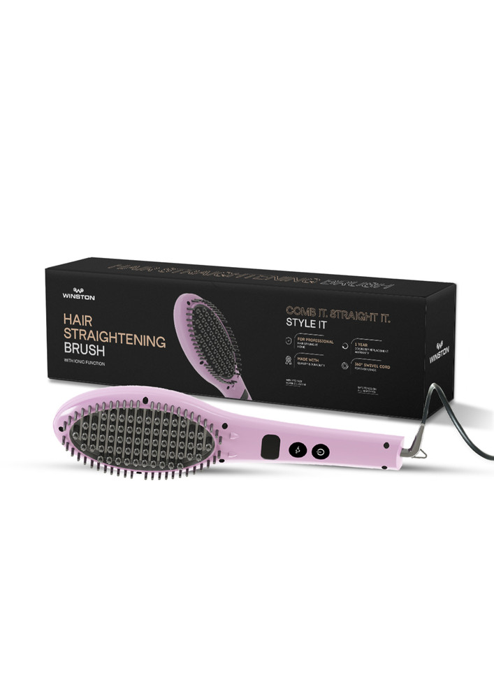 WINSTON Corded Hair Straightening Brush Adjustable Temperature Setting Ionic Technology Suitable for All Hair Types (42Watt Lavender)