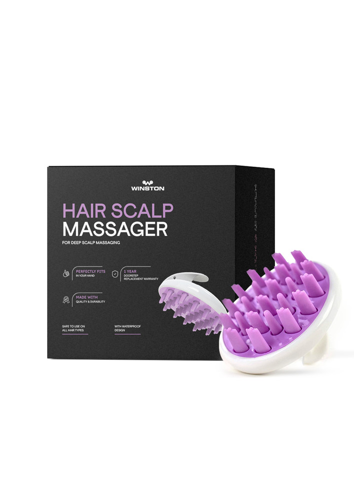 Winston Manual Scalp Massager Soft Silicone Bristles Anti Dandruff Exfoliation Relaxing Manual Shampoo Brush (white Purple)