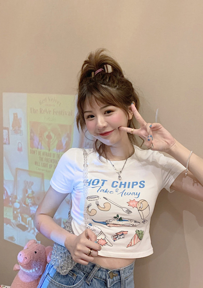 HOT CHIPS WHITE CROP TOP