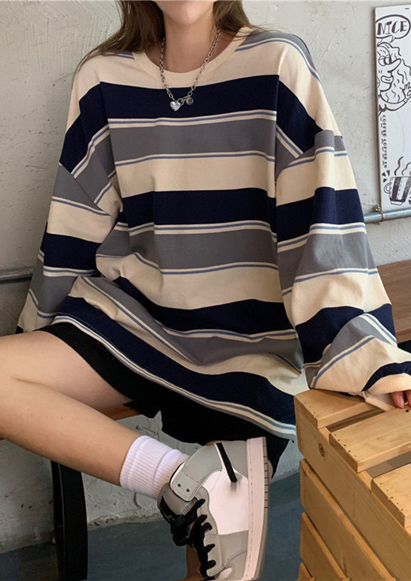 KNITTED WITH LOVE STRIPED BLUE T-SHIRT
