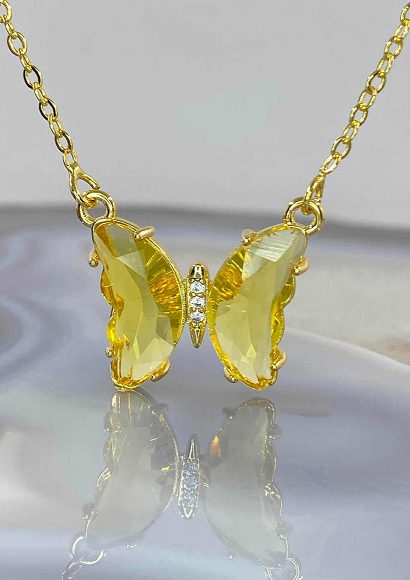Golden Yellow Swarovski Crystal Necklace - Medium Oval – Dames a la Mode
