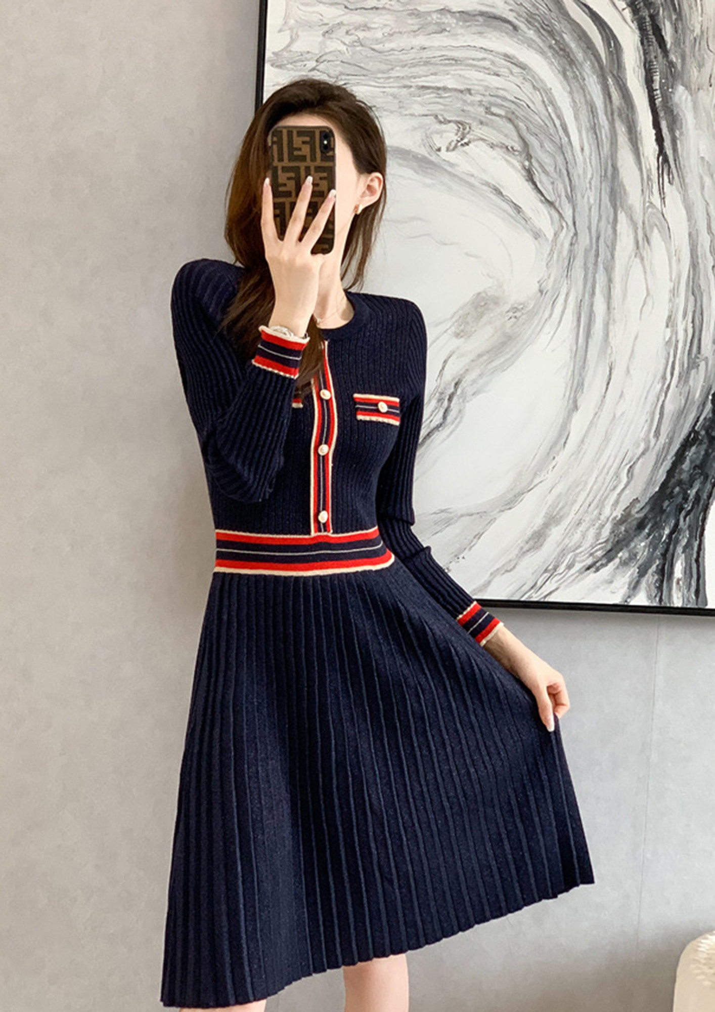 Shaily Navy Blue Color Cotton Blend Embroidered Unstitched Dress  Material-VF_ASCNEVYBLU33_DM
