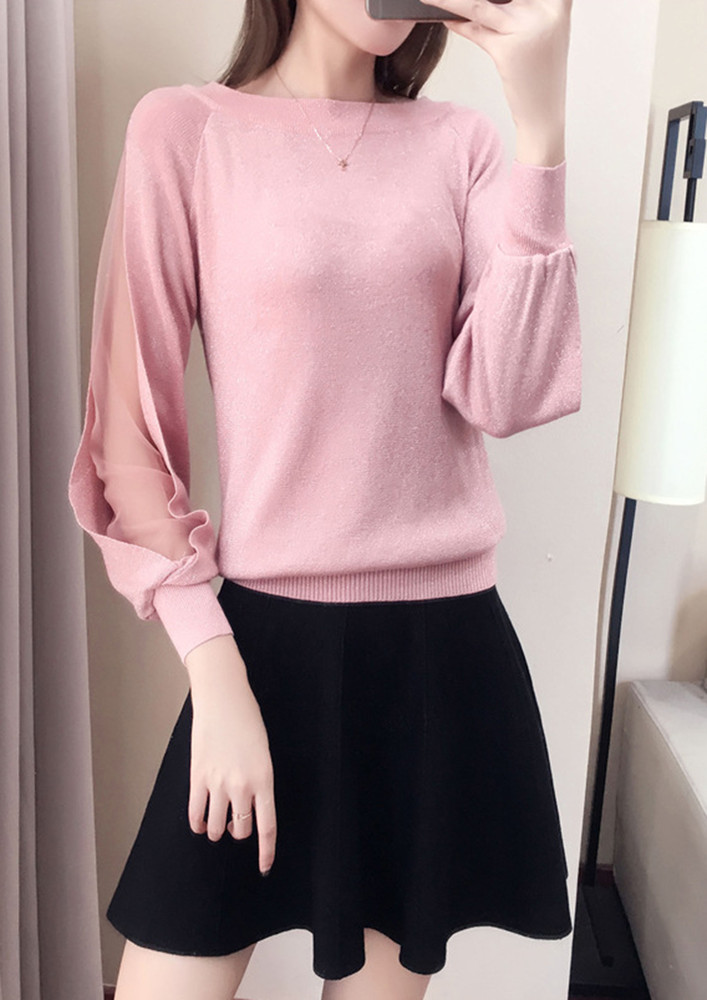 PINK BLOUSE TOP WITH PLEATED SKIRT CO-ORD SET