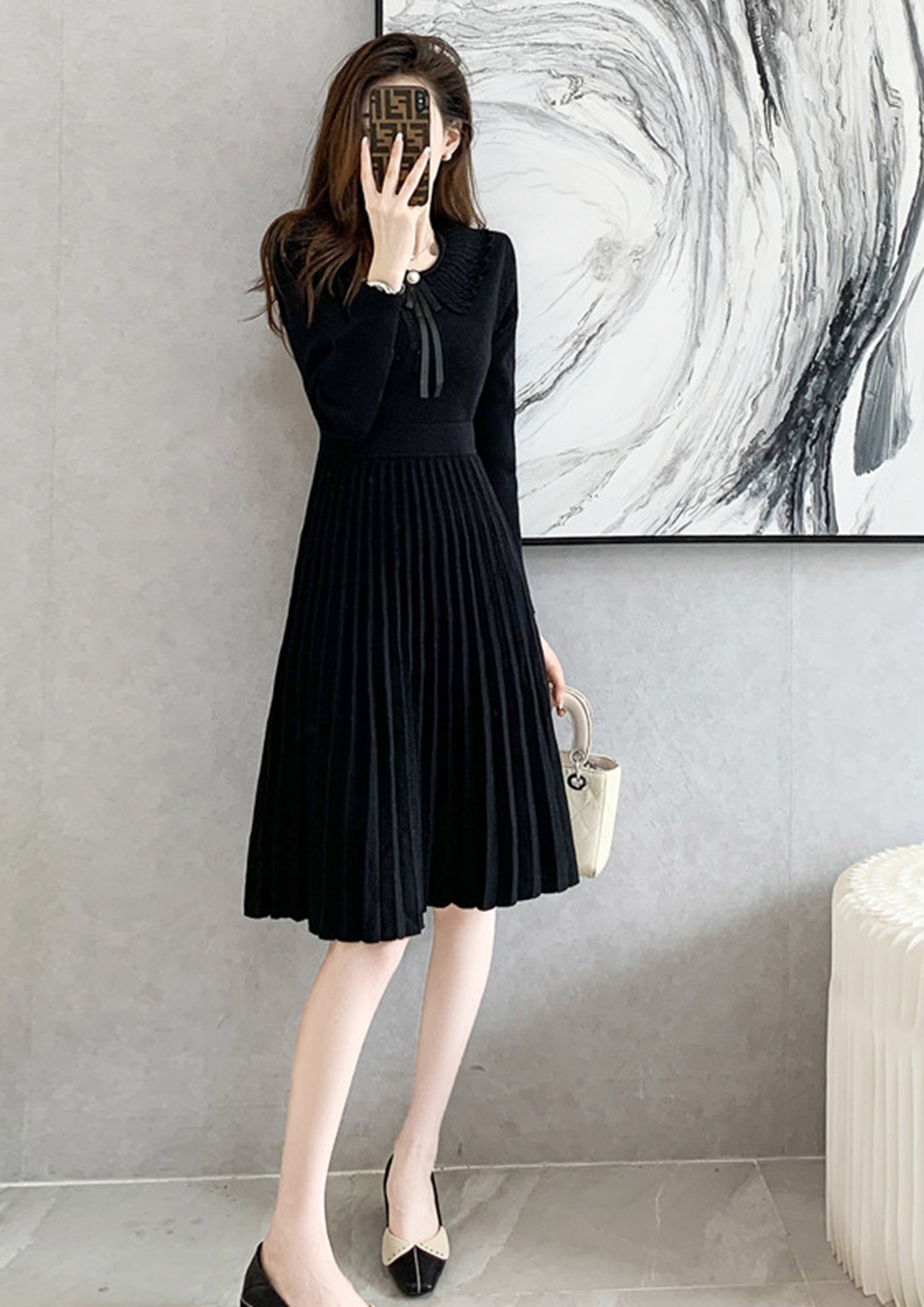 Simple Black Velvet Long Sleeve Party Formal Dress Evening Gowns – FloraShe