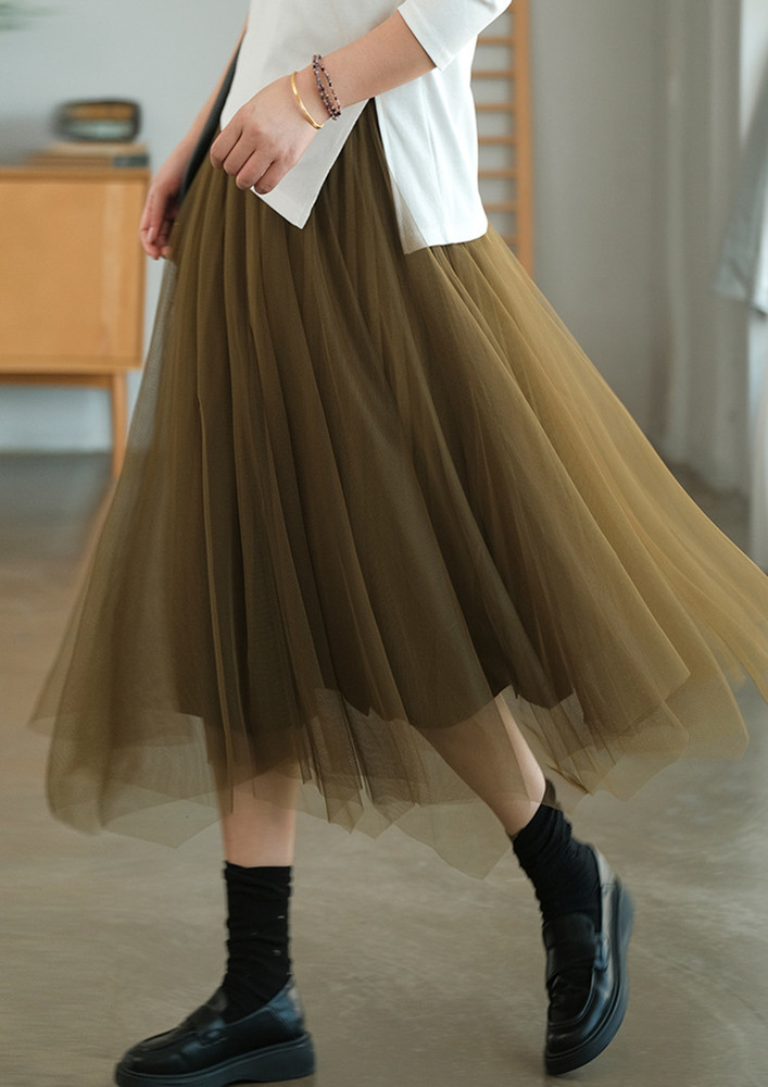 Gala Ready Green Asymmetrical Midi Skirt