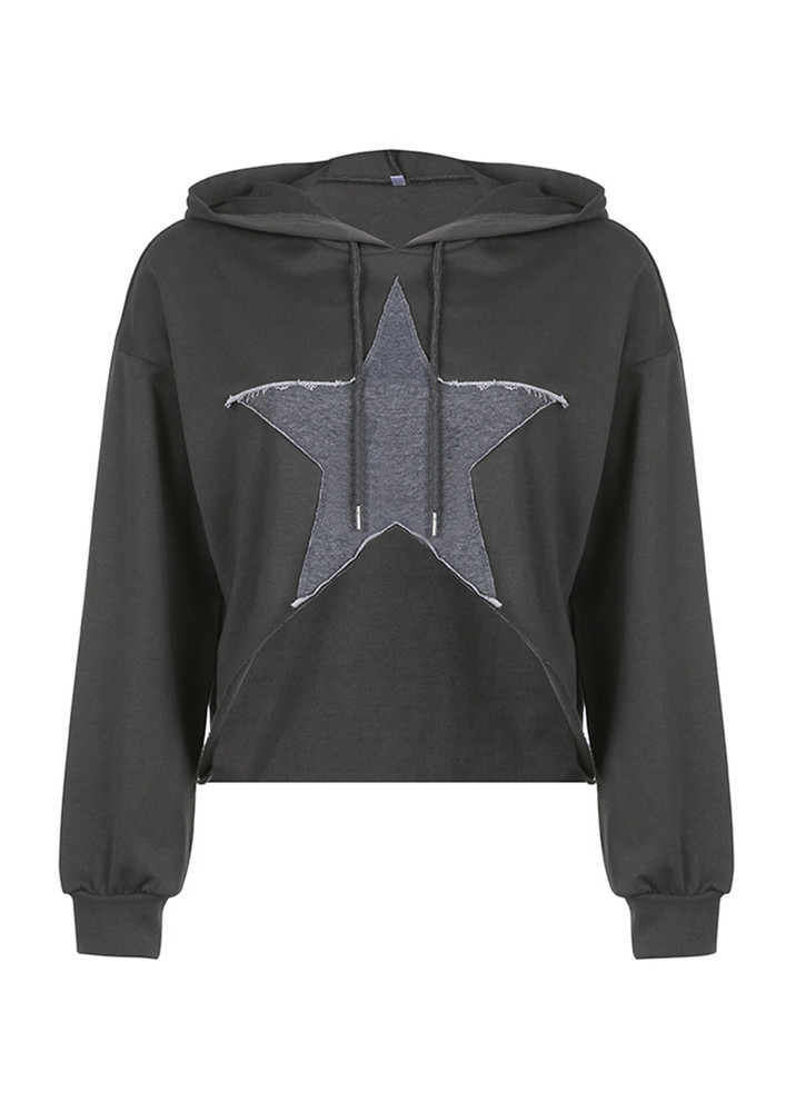 CALLS FOR A STARRY PRINT, OVERSIZED FIT, ZIP-UP, GREY HOODIE