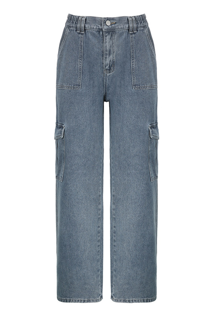 SIMPLY STRAIGHT FIT LOW-RISE BLUE CARGO JEANS