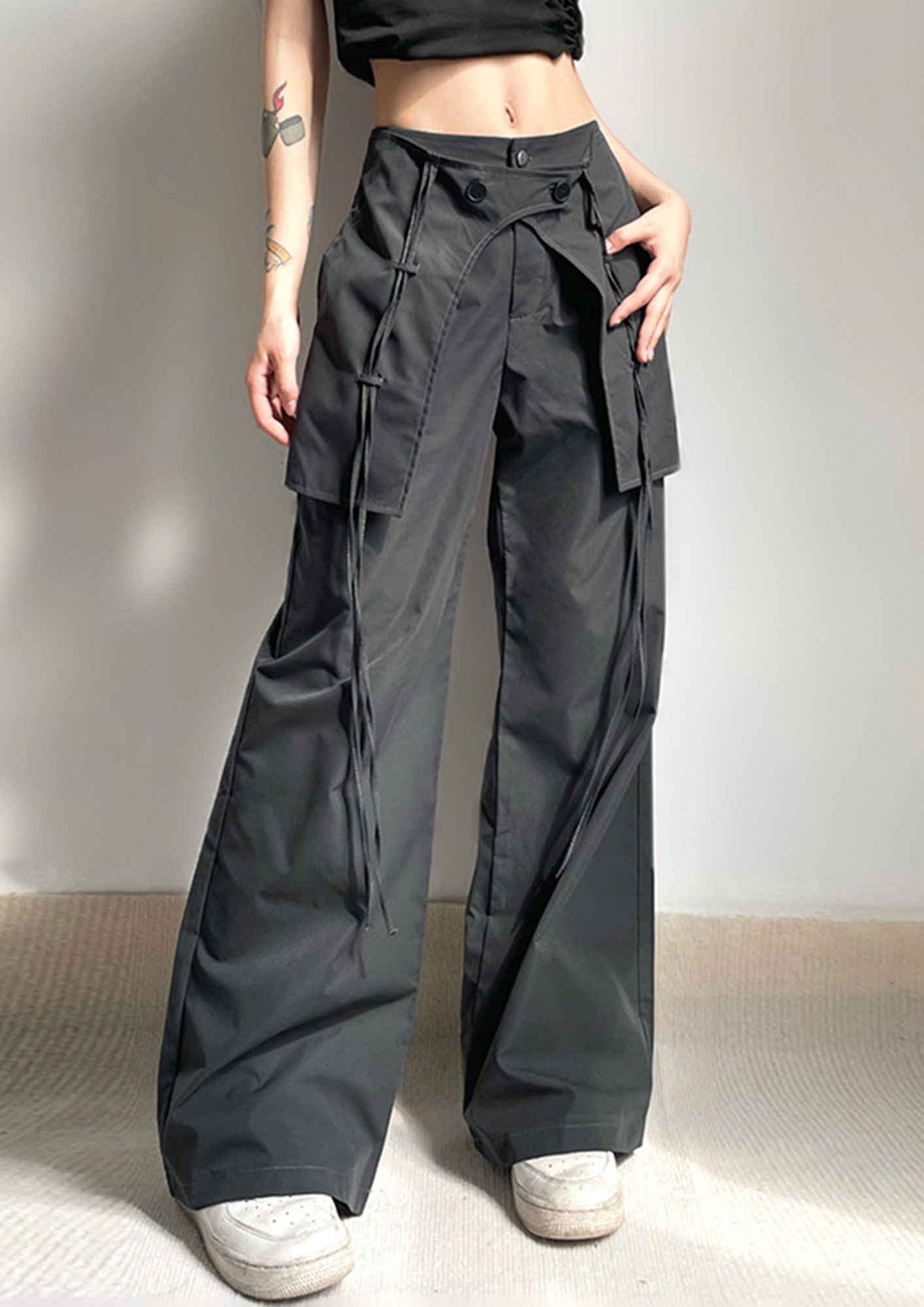 Women Cargo Pants Casual Elastic Wide Leg Trousers Waist Track Parachute Y2k  Streetwear | Fruugo FR