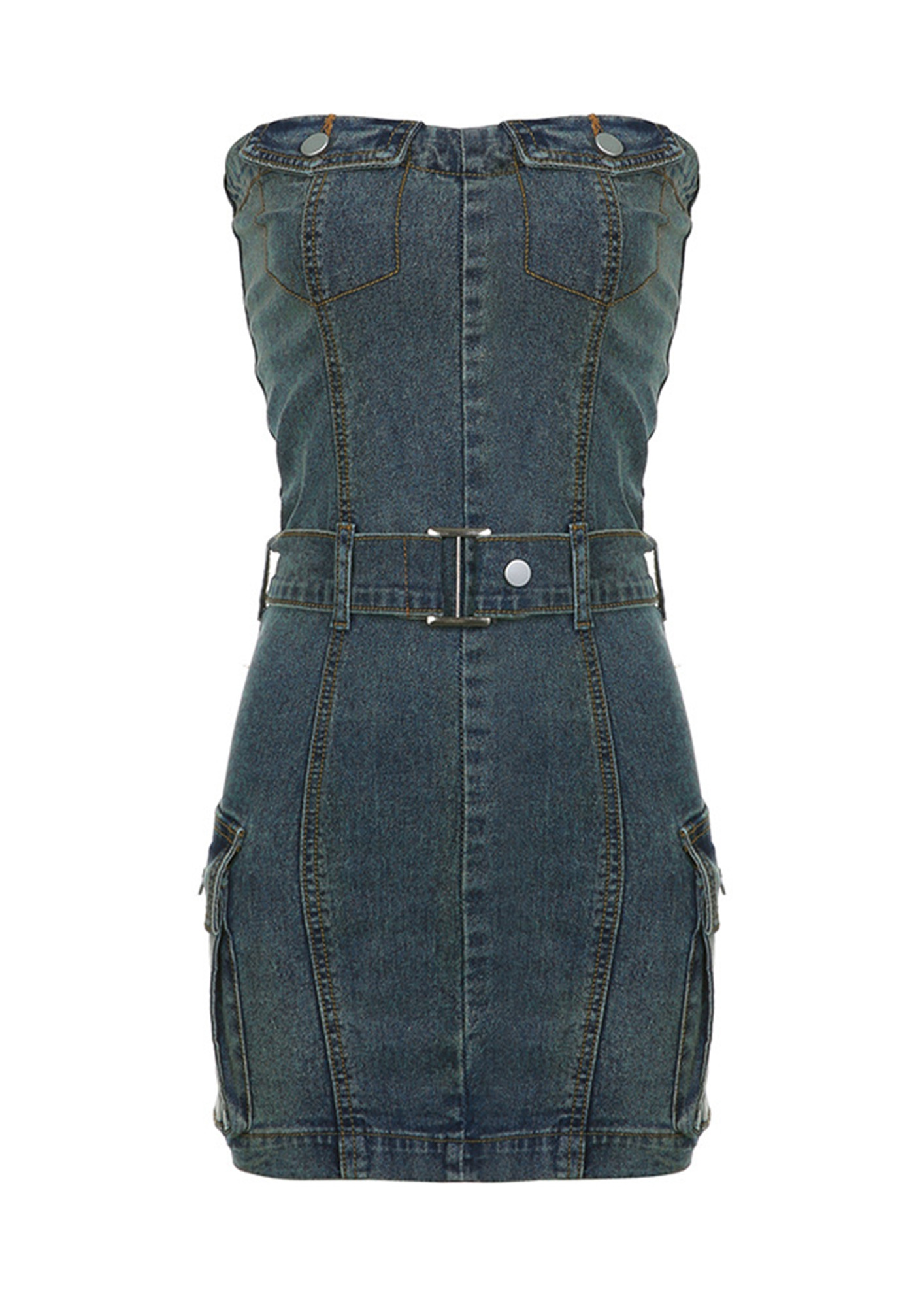 Buy LULU & SKY Off Shoulder Back Slit Denim Bodycon Midi Dress - Dresses  for Women 24889370 | Myntra