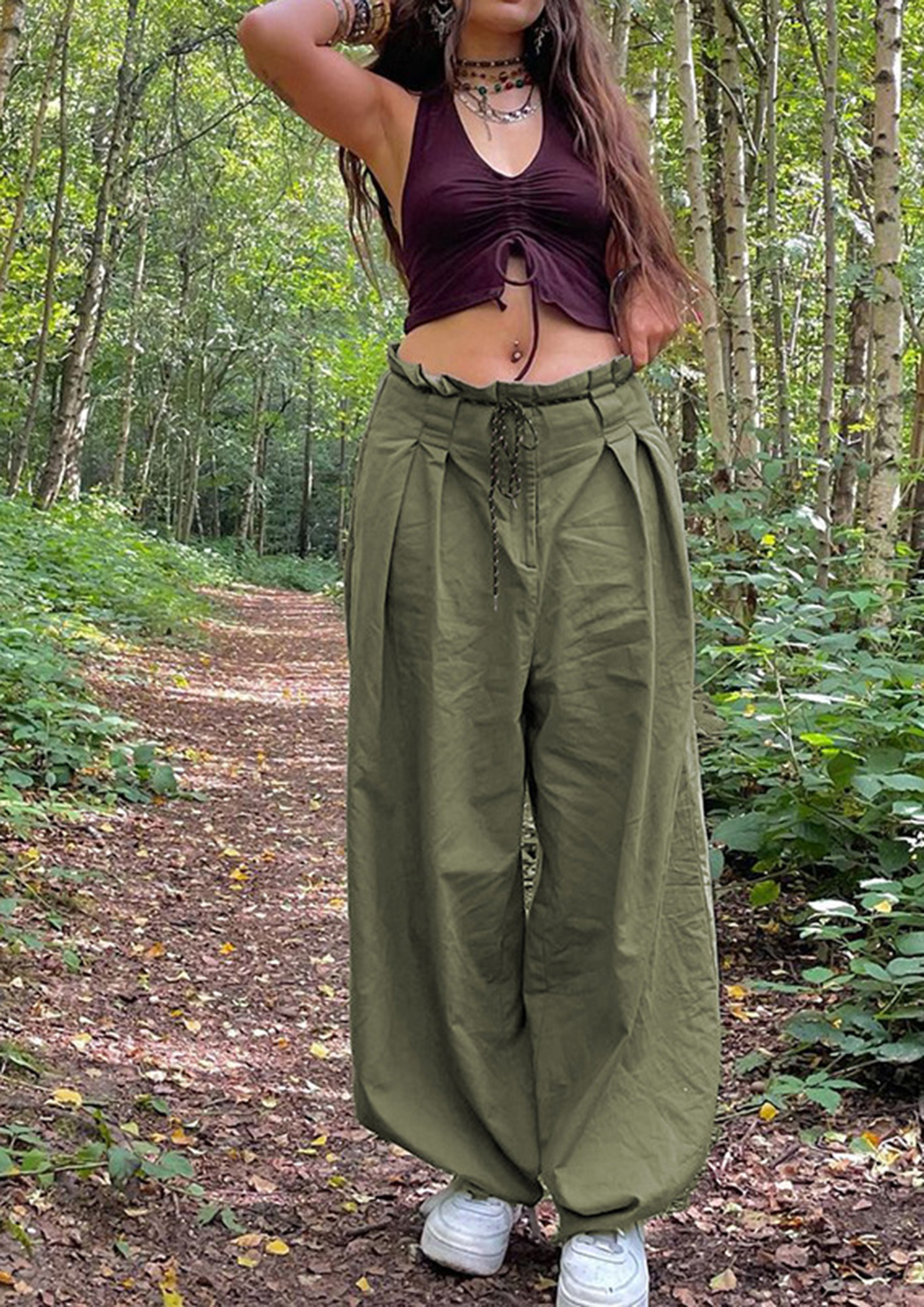 Free People Wide Leg Cargo Pant In Olive In Green