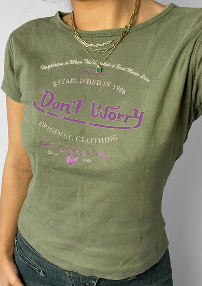 Don't Worry Green Cropped T-shirt