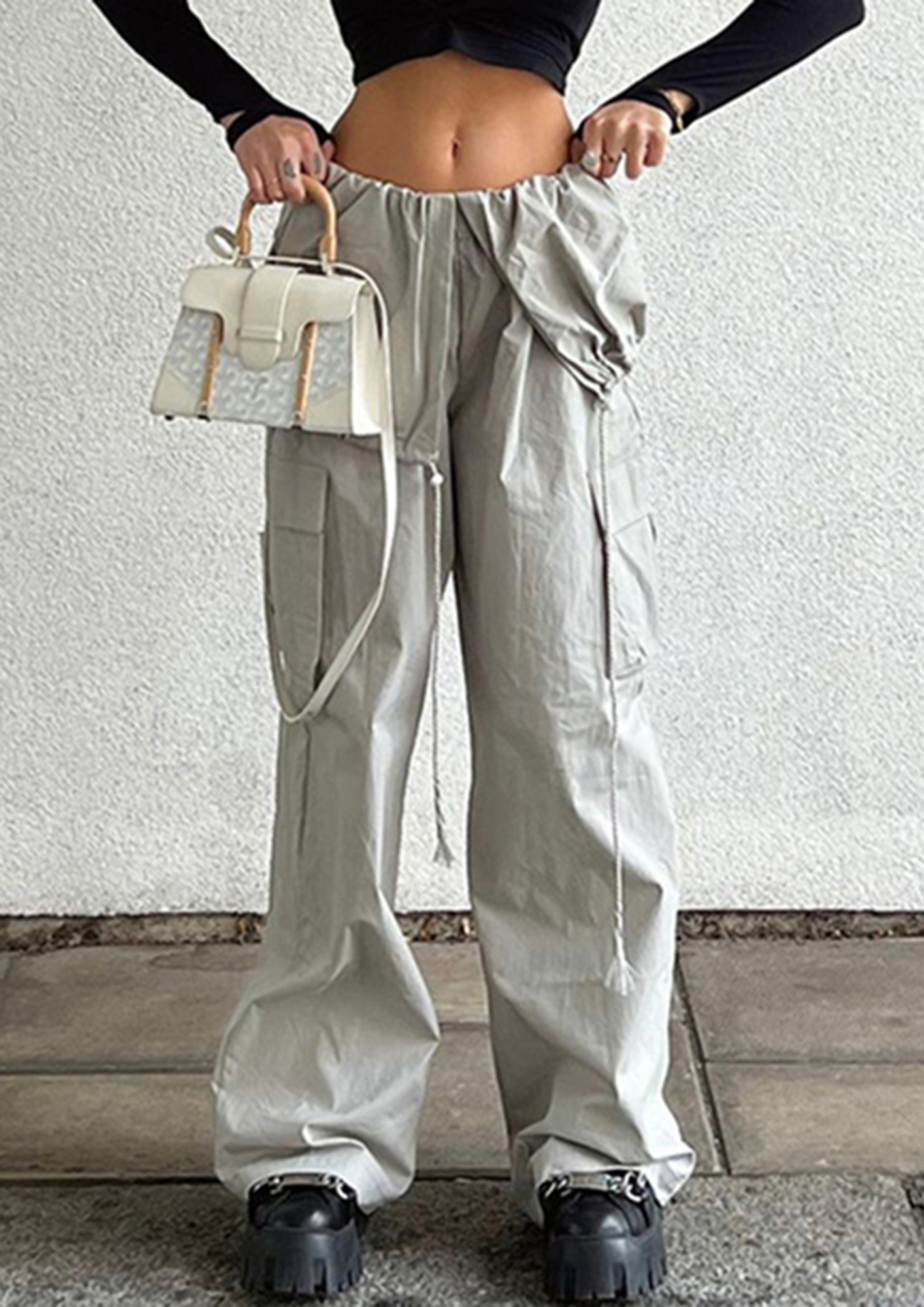 Buy RELAXED-BUT-BUSY IN MY GREY, STRAIGHT, DRAWSTRING, CASUAL