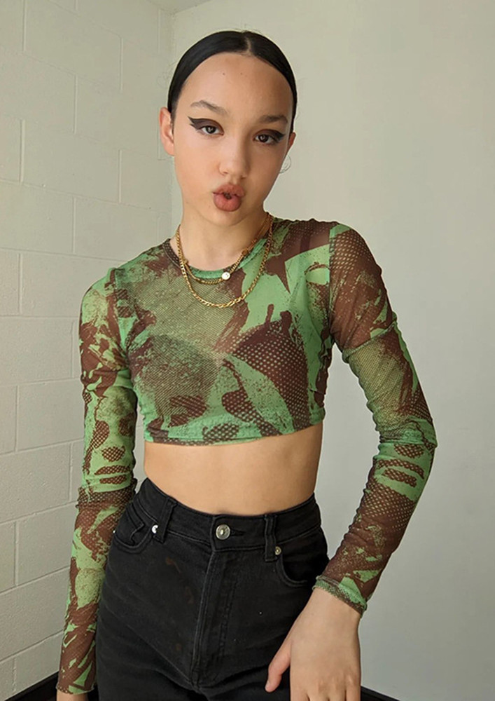 Forest Pit Graphic Print Crop Top