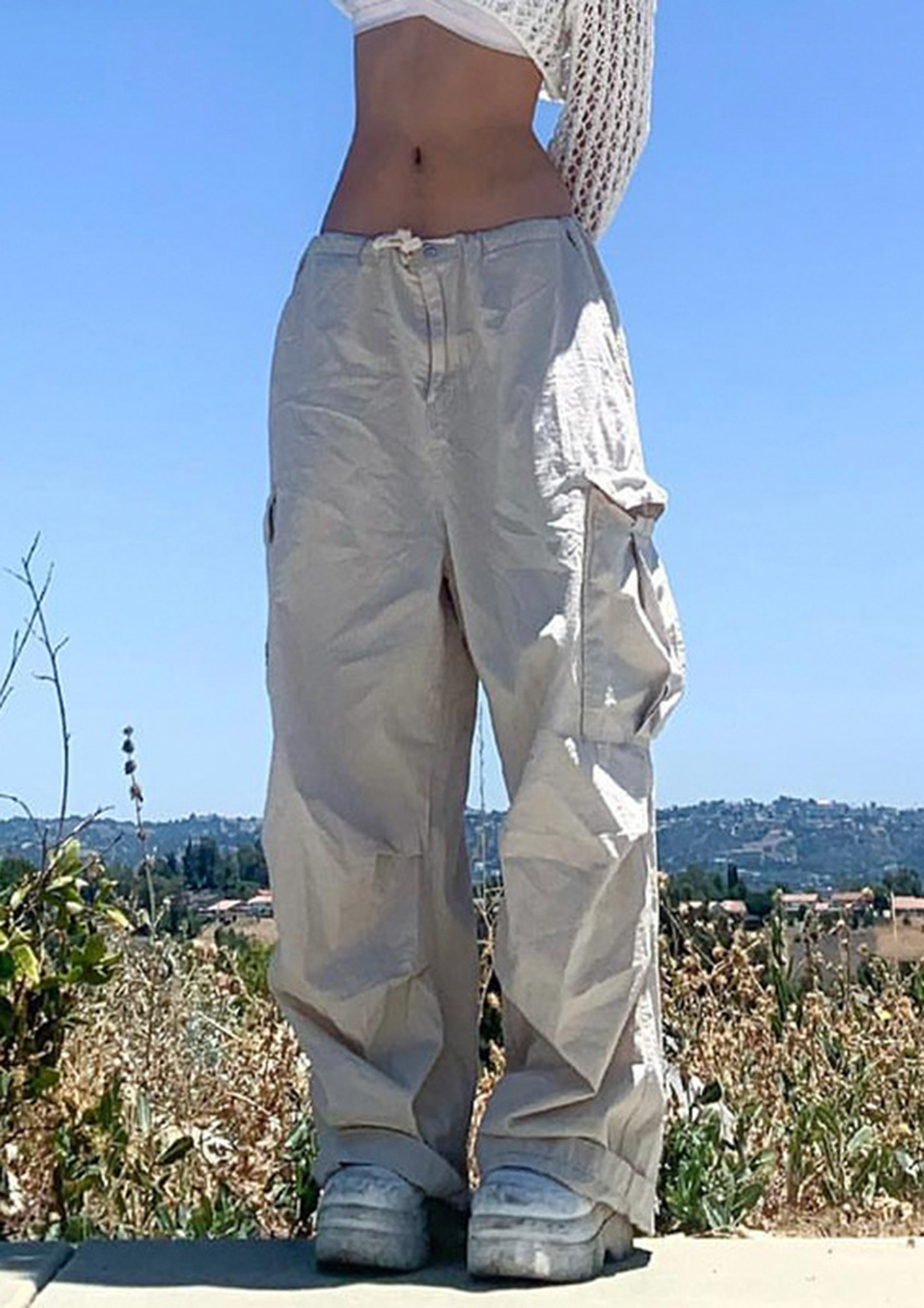 Y2k Pants Star Vintage Wide Leg Pants MEDIUM Women Jeans High Waist Baggy