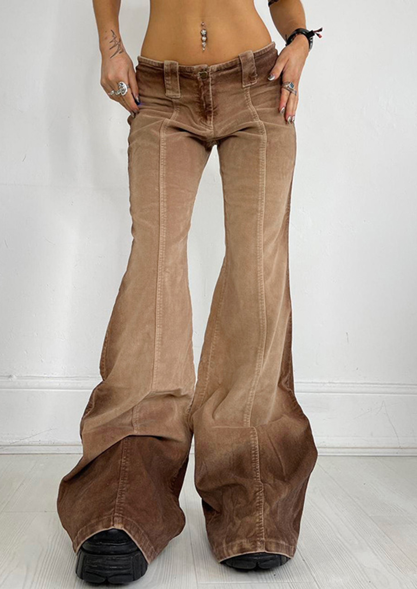 Buy BROWN Y2K FLARE JEANS for Women in India