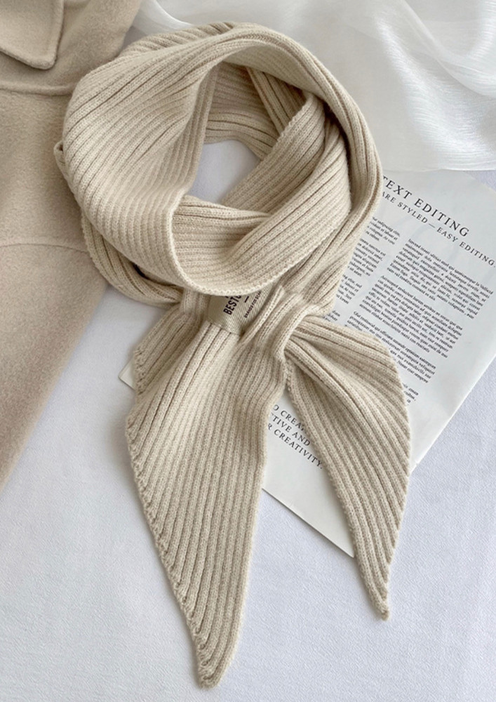 IN FRONT CROSSOVER DETAIL POLYESTER BEIGE SCARF