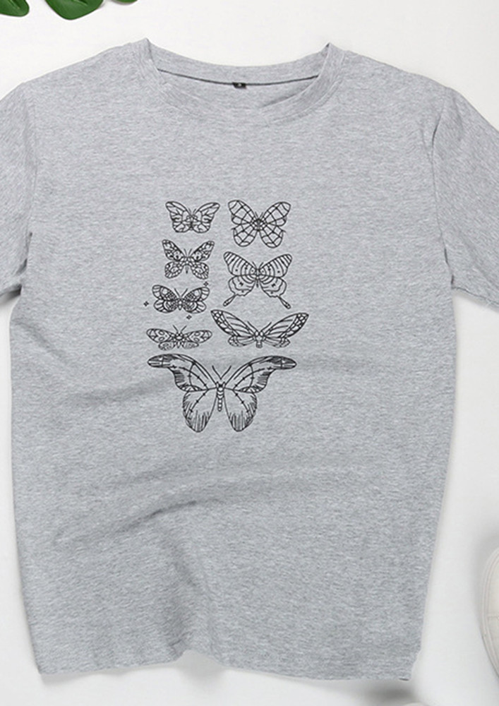 Butterflies In My Heart Grey T-shirt