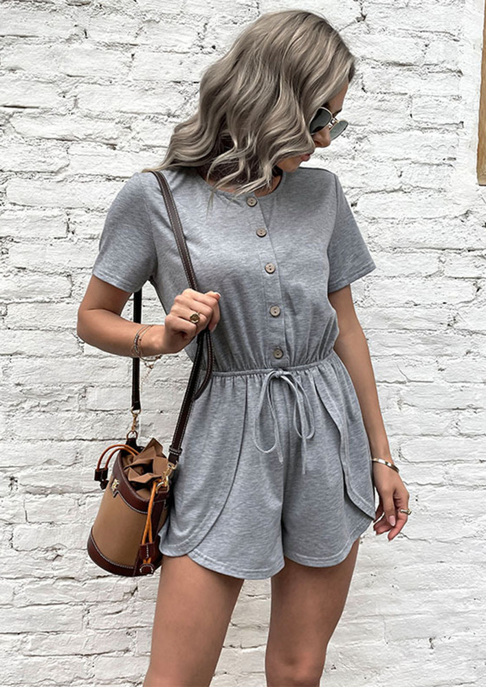 The Weekend Brunches Light Grey Romper