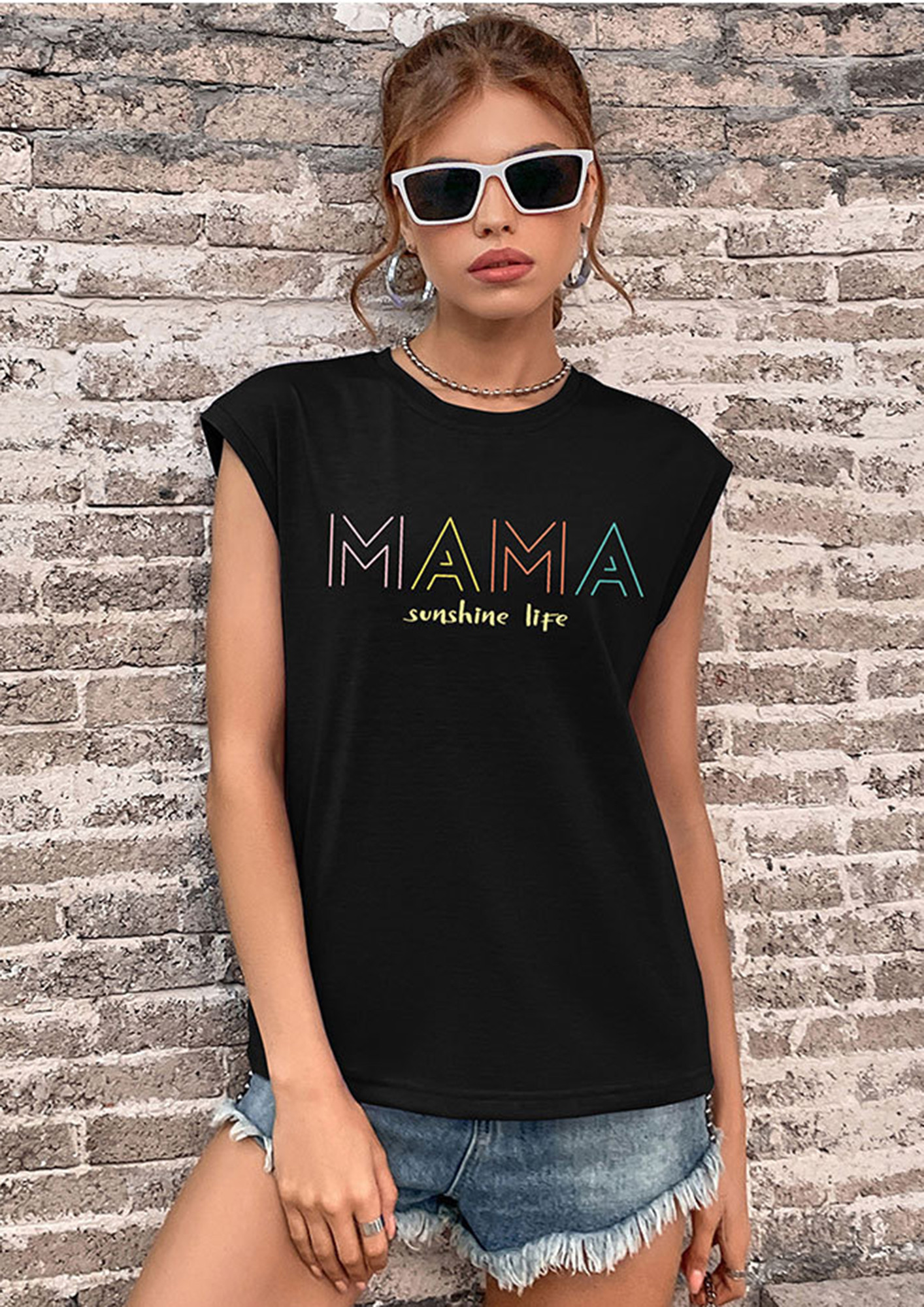 MAMA SUNSHINE BLACK T-SHIRT