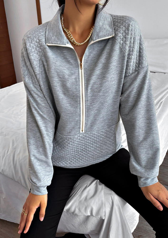 Stay-fit Knitted Grey Sweatshirt
