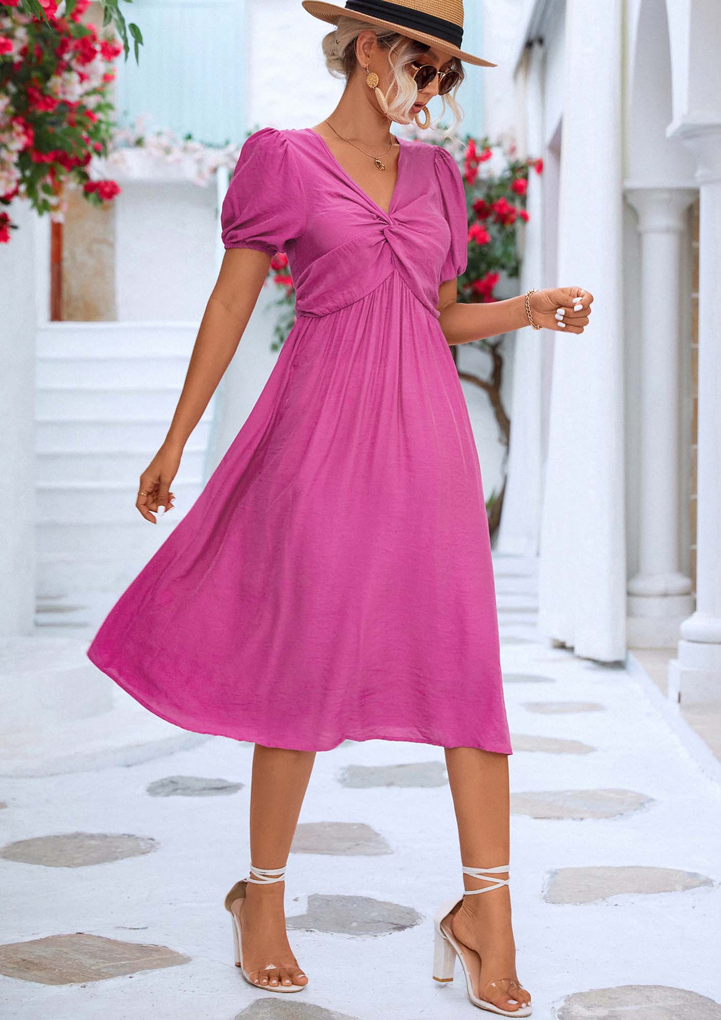 Womens Dresses | The Jersey Midi Dress Sunset Pink