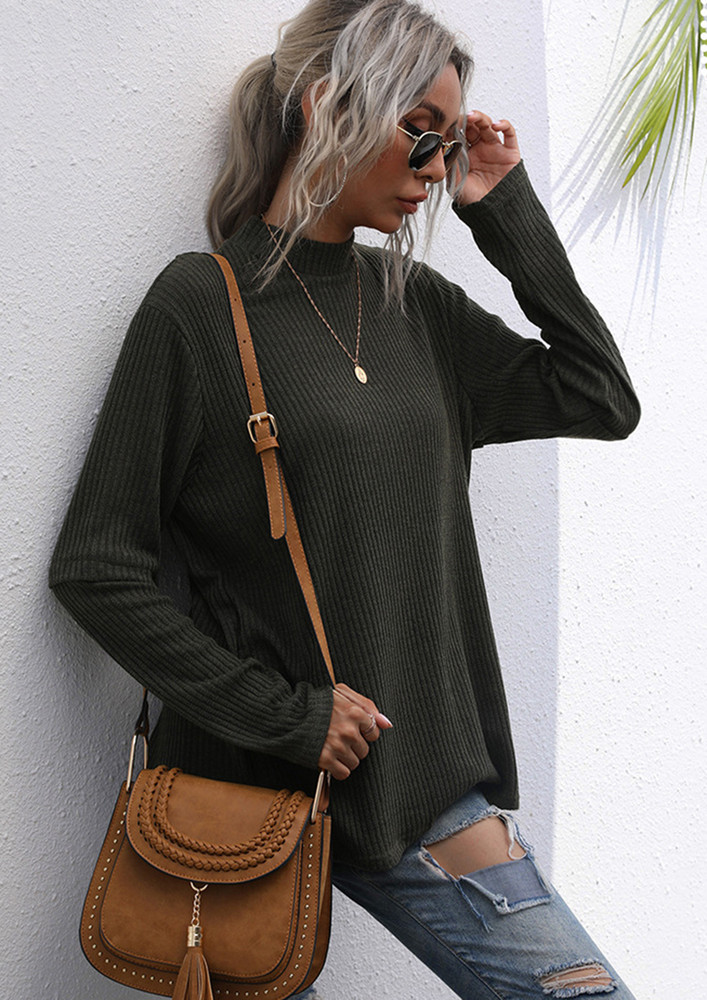 Ditzy Mode Knitted Army Green Top