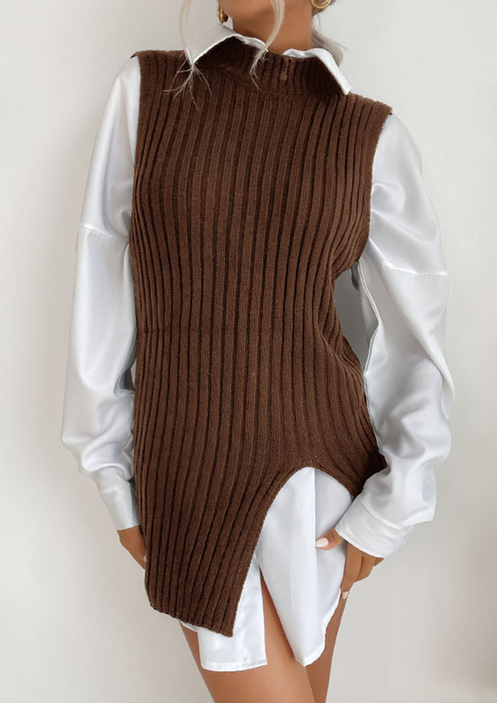 LEVEL UP BROWN CARDIGAN