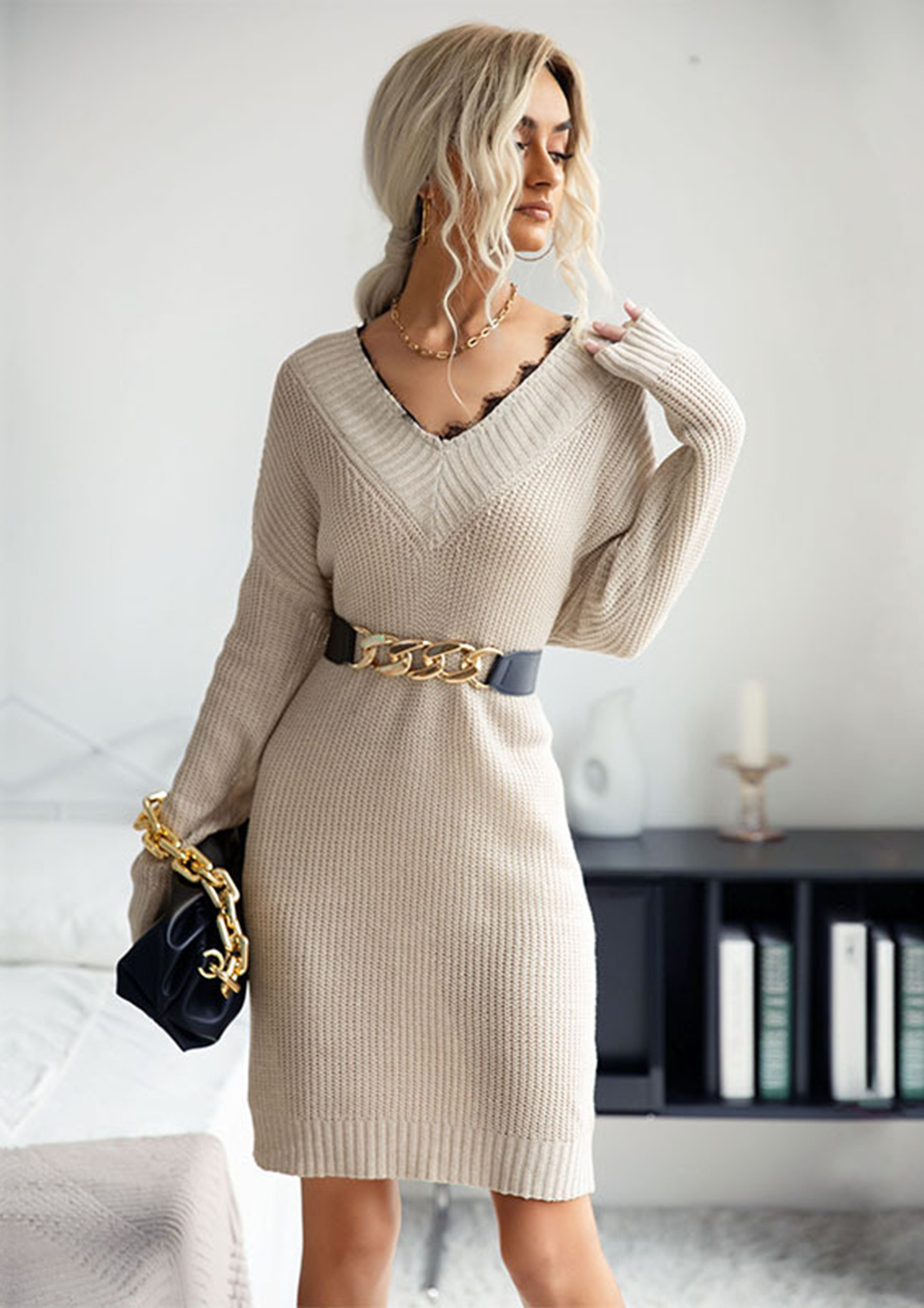 Autumn Winter Plush Dress Ladies Sexy Slim Dress Women Round Neck Solid  Office Wear Dress Casual Chic Long Sleeve Party Dresses - AliExpress