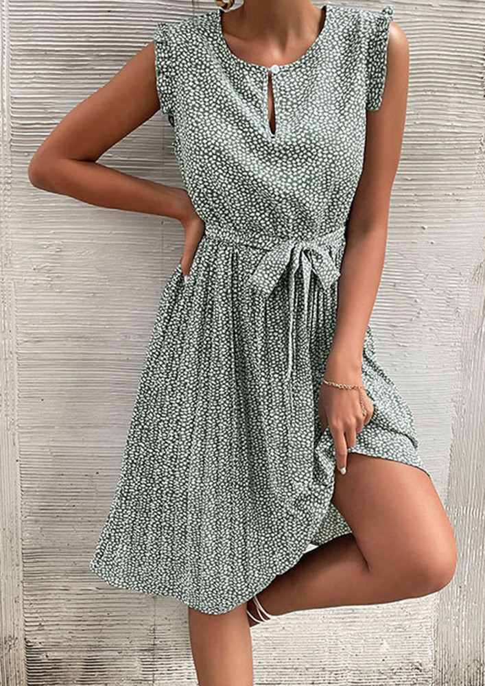 Print And Cute Green Dress