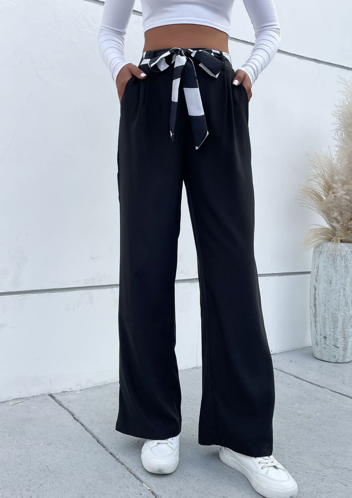 Tie Up Ankle Hem Trousers - 3 Colours - Just $7
